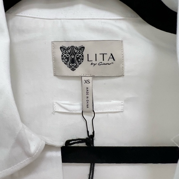 NWT RARE Lita by Ciara Cutout Button Down Top with Obi Style Belt - Picture 12 of 14